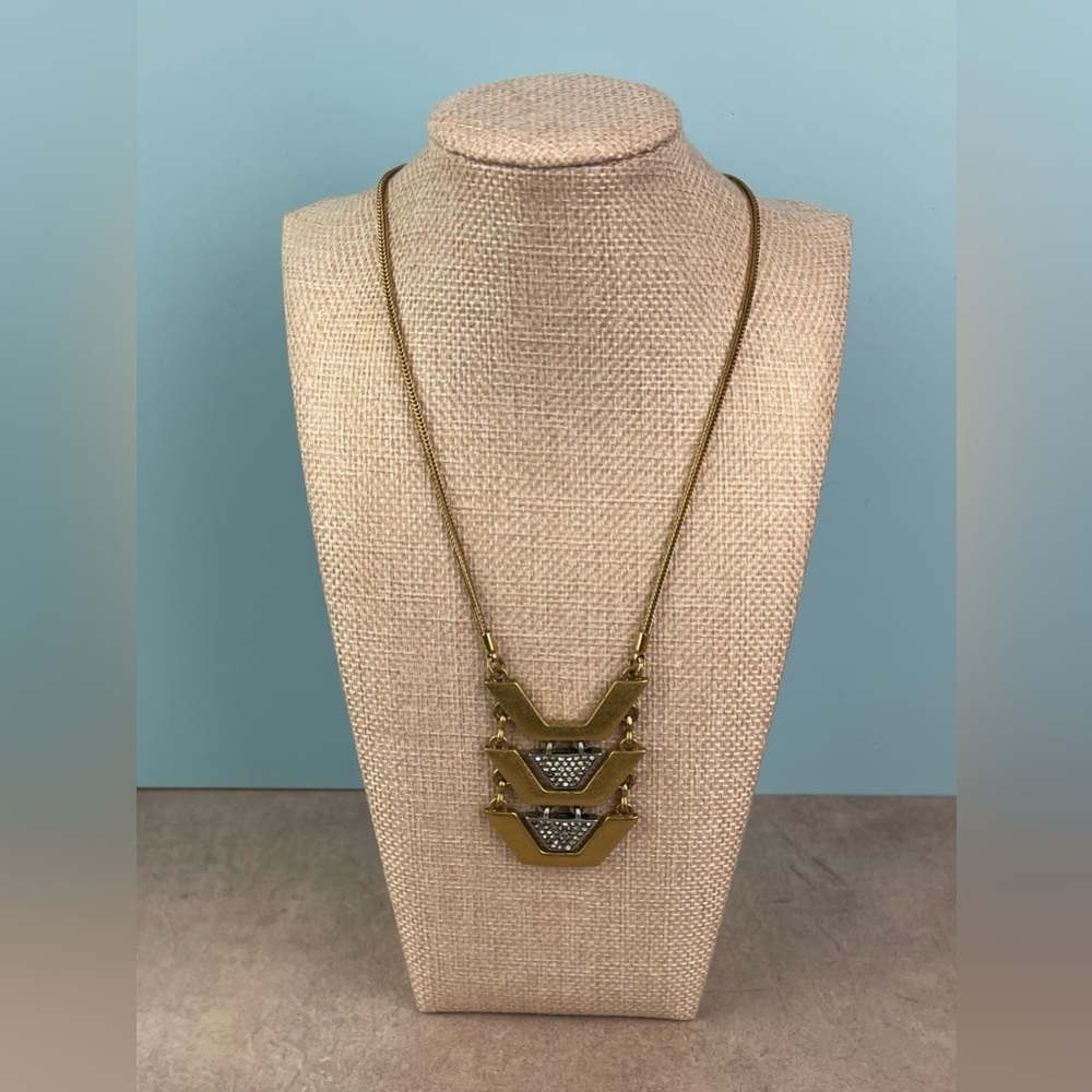 J Crew Golden Chevron Sparkle Pendant Necklace